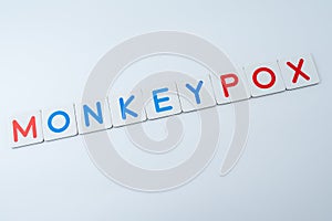 Word MONKEYPOX and MPOX on white background photo
